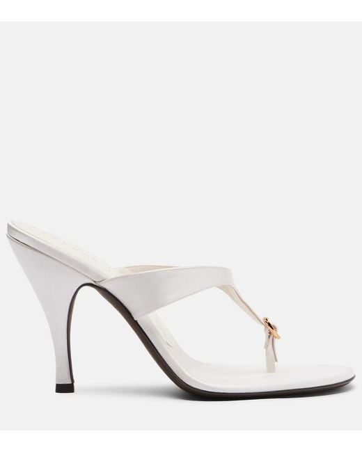 Herbert Levine White Kiss And Tell Embellished Satin Thong Sandals