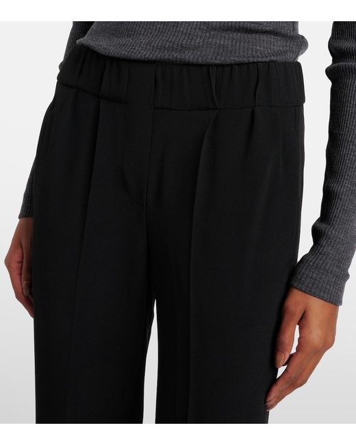 Brunello Cucinelli Black Silk-blend Cropped Pants