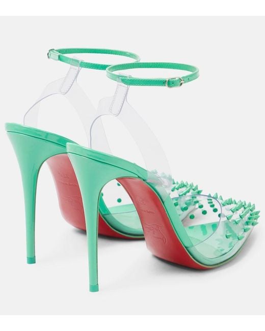 Christian Louboutin Green Spikoo 100 Pvc And Leather Pumps
