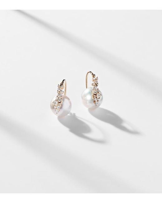 Sydney Evan White Cocktail 14Kt Earrings With Pearls And Diamonds