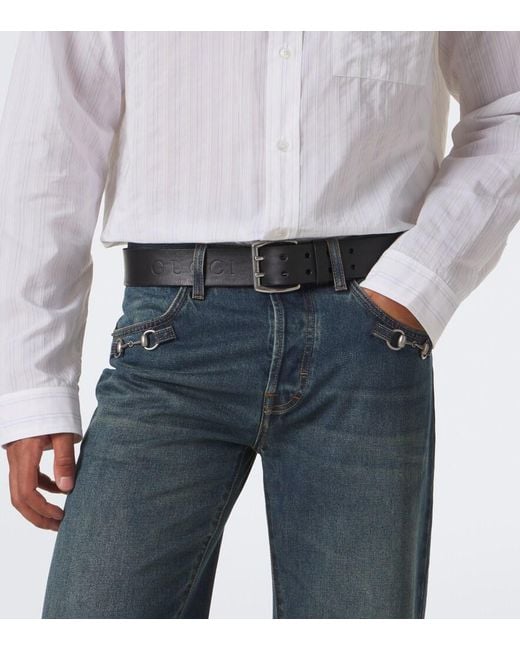 Gucci Black Logo Leather Belt for men