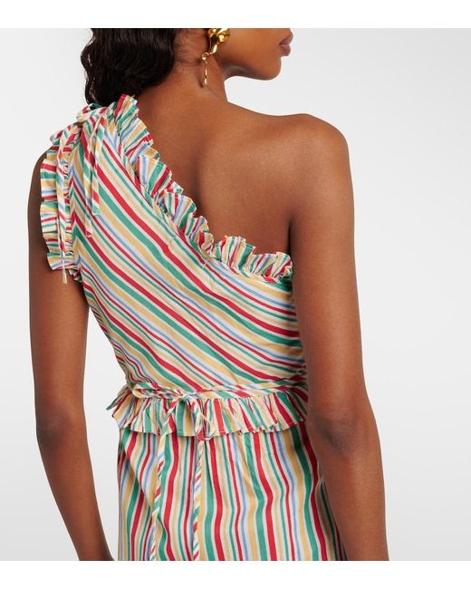 Rixo Multicolor Arabelle Striped Cotton Midi Dress