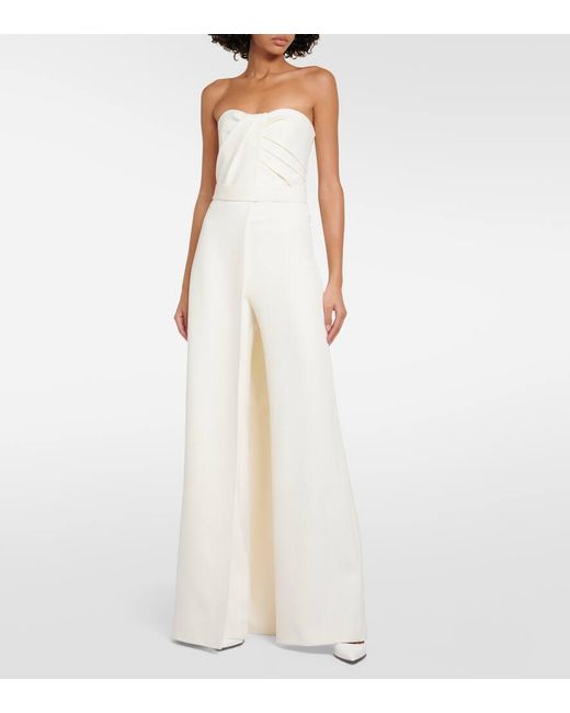 Safiyaa White Bridal Remi Draped Jumpsuit
