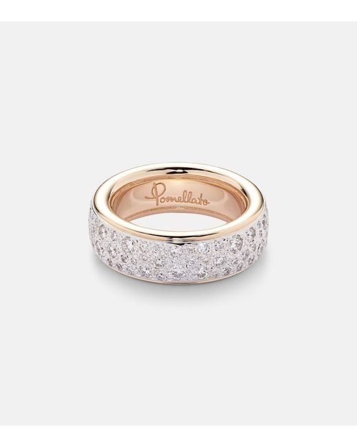 Pomellato White Iconica 18Kt Rose Ring With Diamonds