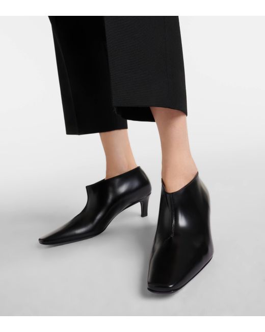 Totême  Black Wide Shaft Leather Ankle Boots