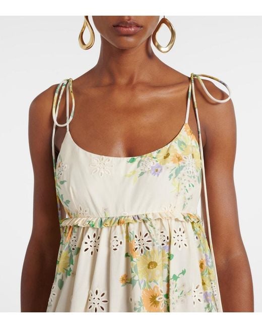 ALÉMAIS White Juliette Floral Tiered Cotton Midi Dress