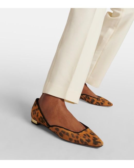 Aquazzura Brown Maia Flay Leather Ballet Flats