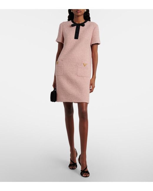 Valentino Pink Vgold Wool-Blend Tweed Minidress