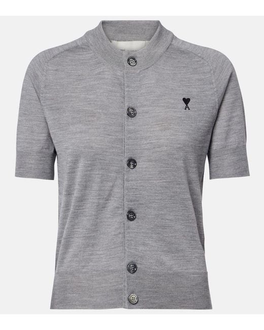 AMI Gray Wool Cardigan
