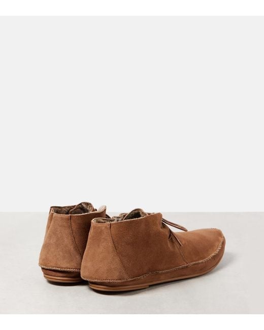 The Row Brown Tyler Shearling-Lined Suede Moccasins