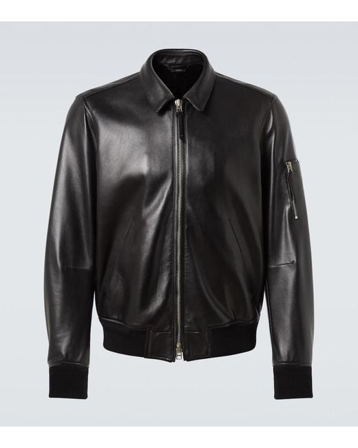 Tom Ford Black Leather Blouson Jacket for men