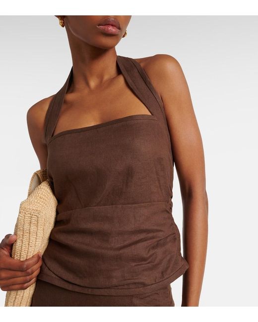 Sir Brown Top Jerry Halter Bodice Aus Leinen
