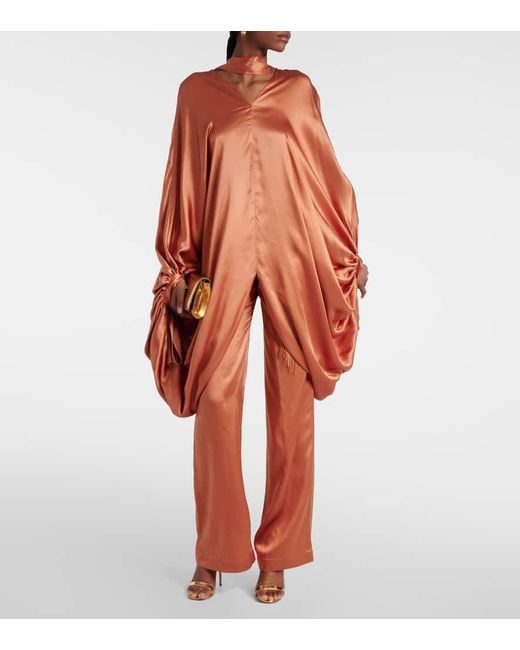 ‎Taller Marmo Orange Verdi Silk Satin Wide-leg Pants