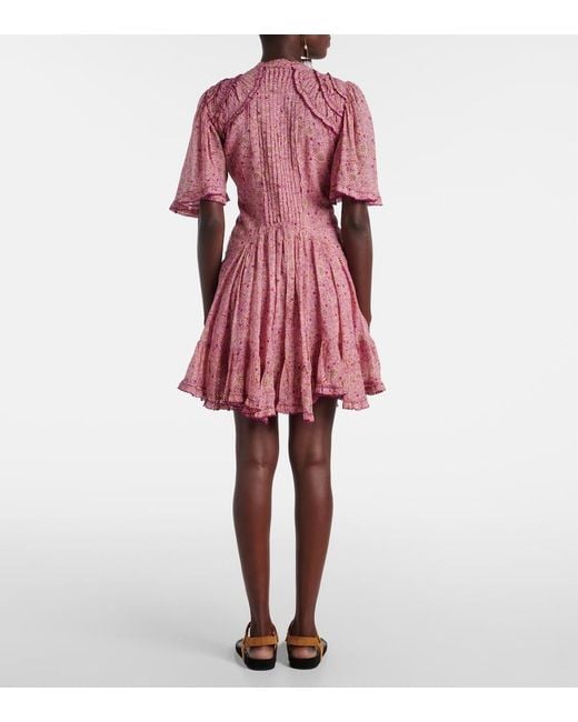 Isabel Marant Pink Celyn Ruffled Cotton Minidress