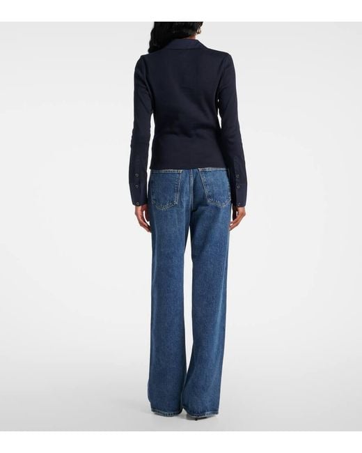 Veronica Beard Blue Top Scottie Aus Einem Baumwollgemisch