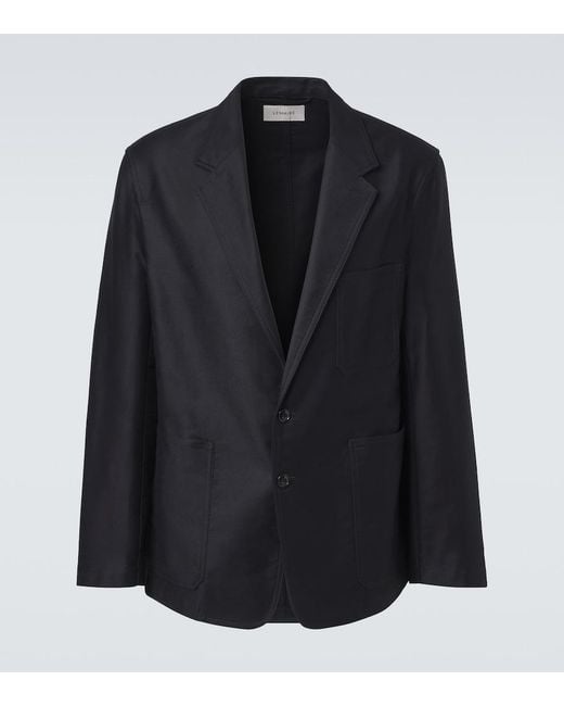 Lemaire Black Cotton Satin Suit Jacket for men