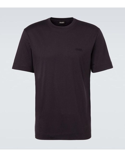 Zegna Black Logo Cotton Jersey T-Shirt for men