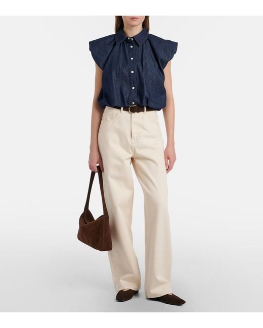 FRAME Blue Shell Denim Blouse