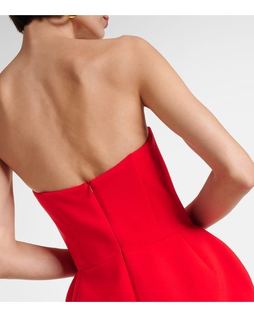 Magda Butrym Red Strapless Crepe Bustier Dress
