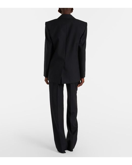 Saint Laurent Blue Mid-Rise Wool Straight Pants
