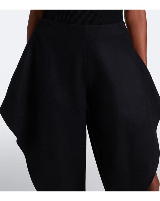 Alaïa Black Draped Wool-Blend Pants