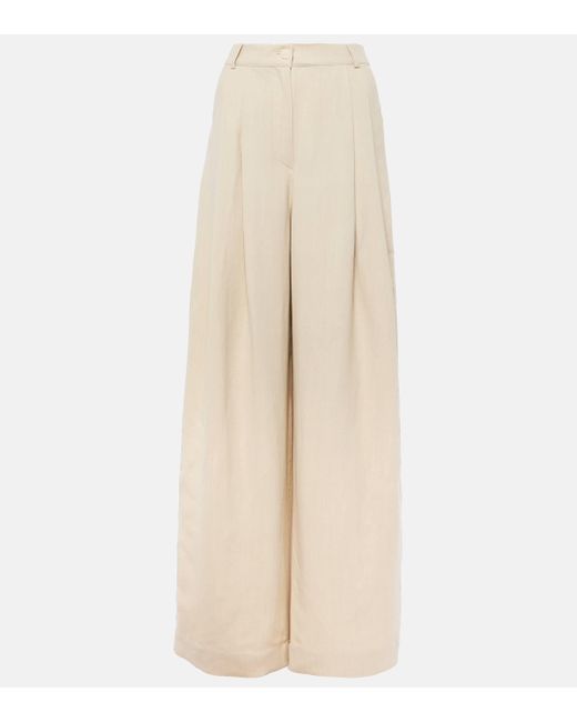 Frankie Shop Natural Piper High-Rise Wide-Leg Pants