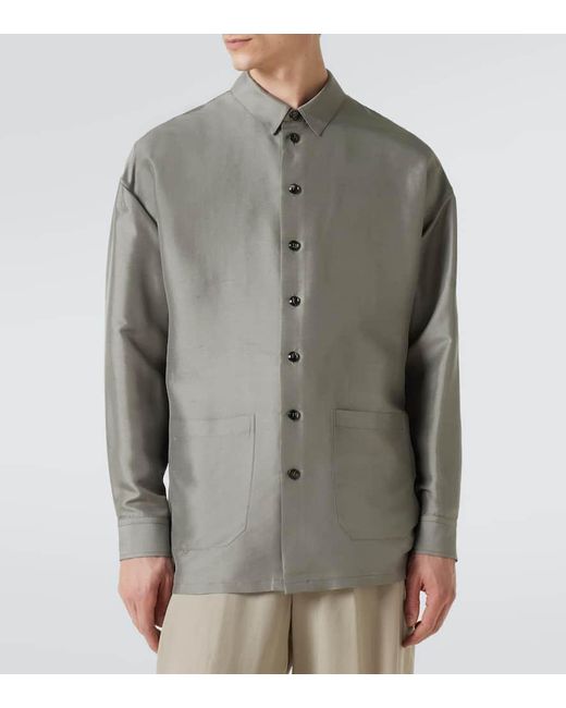 Giorgio Armani Hemdjacke Aus Seide in Gray für Herren