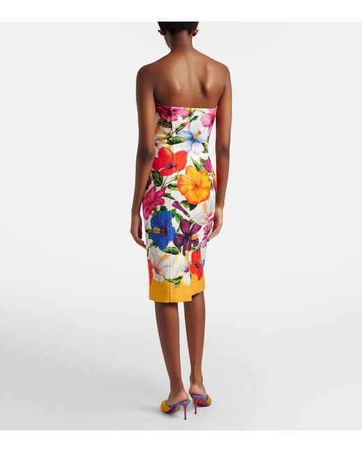 Dolce & Gabbana Orange Floral Bustier Dress
