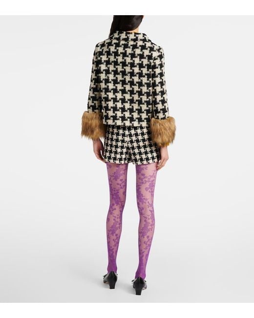 Valentino Purple Floral Lace Tights