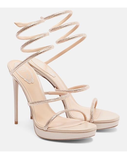 Sandales Cleo En Satin A Ornements Rene Caovilla en coloris Natural