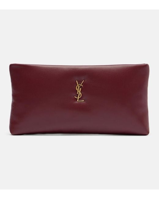 Saint Laurent Red Calypso Leather Pouch