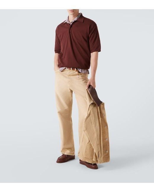Auralee Red Cotton Polo Shirt for men