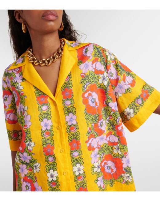 ALÉMAIS Yellow Floral Linen Shirt