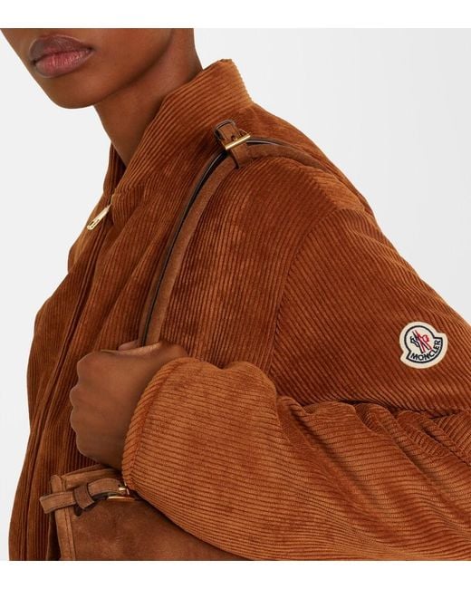 Moncler Brown Blageon Corduroy Down Bomber Jacket