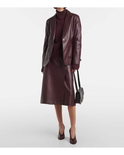 Jupe Midi En Cuir Joseph en coloris Purple