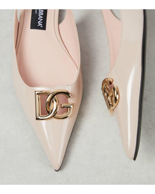 Dolce & Gabbana Pink Dg Patent Leather Slingback Flats