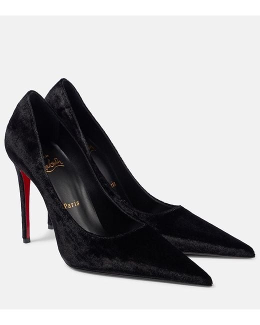 Christian Louboutin Black Kate Max 100 Velvet Pumps