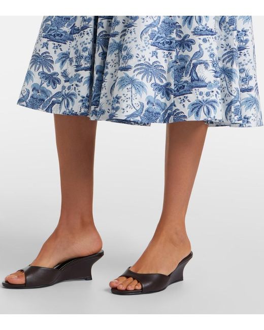 Staud Blue Wells Floral Cotton Poplin Midi Dress