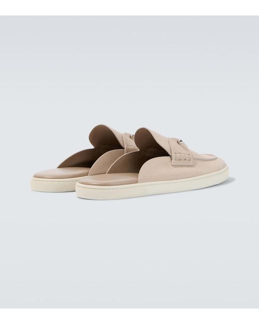 Christian Louboutin White Chanme Leather Mules for men