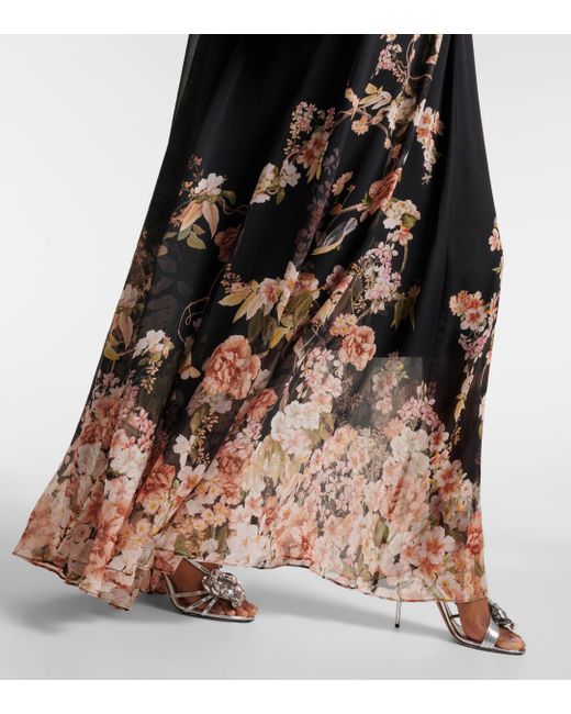 Zimmermann Black Natura Floral-print Crepe Sheath Maxi Dress