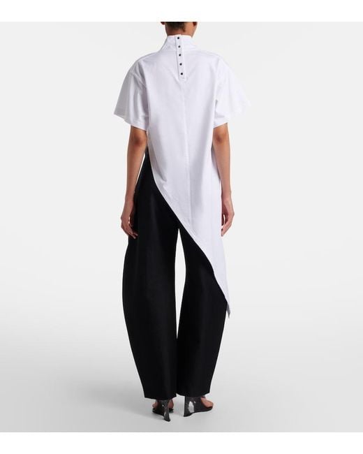 Alaïa White Asymmetric Cotton Jersey T-Shirt