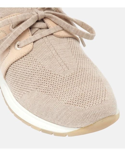 Loro Piana Natural Lace-Up Sock-Ankle Sneakers