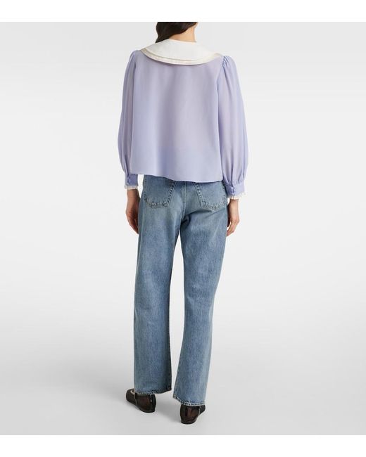 Rixo Blue Eimer Silk Top