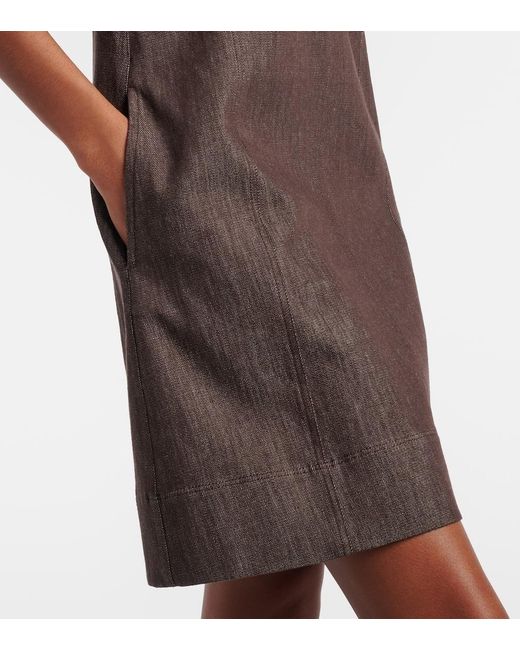 Brunello Cucinelli Brown Halterneck Open-Back Cotton Minidress