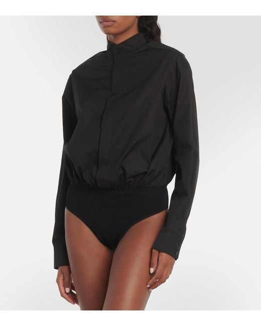 Alaïa Black Cotton Poplin Bodysuit