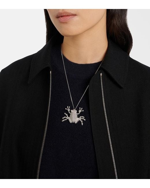 Loewe White Frog Pendant Necklace