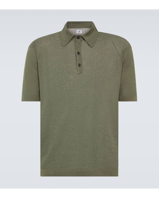 C P Company Green Cotton Polo Sweater for men