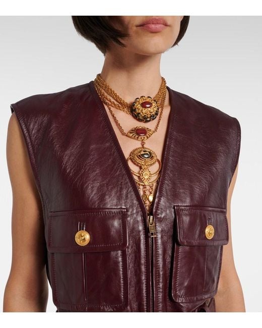 Chloé Purple Belted Leather Vest