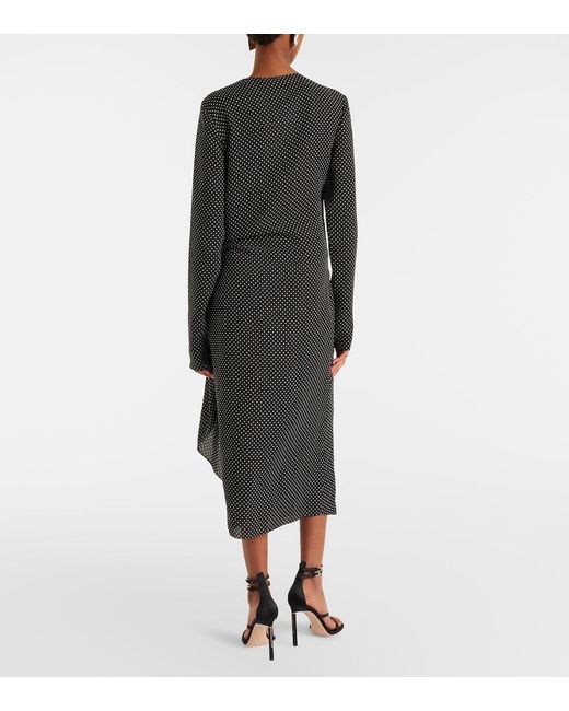 Tom Ford Black Polka-Dot Silk Midi Dress