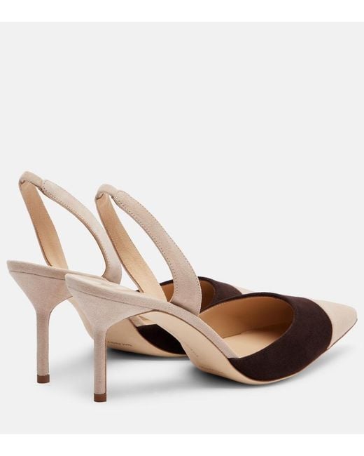 Manolo Blahnik Natural Capsli 70 Suede Slingback Pumps